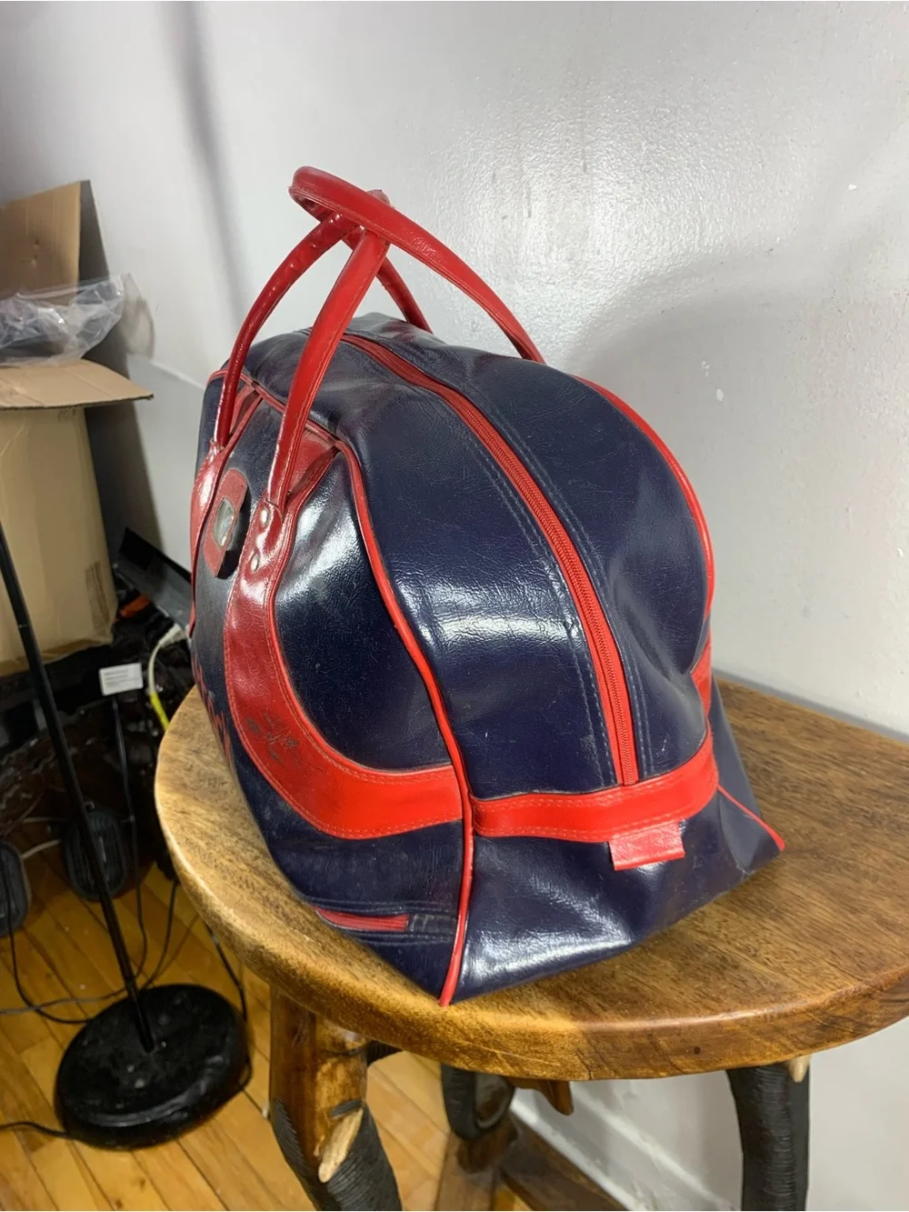 Large Vintage 70s gym soorts bag , weekender bowling duffle bag, unisex - Picture 4 of 13